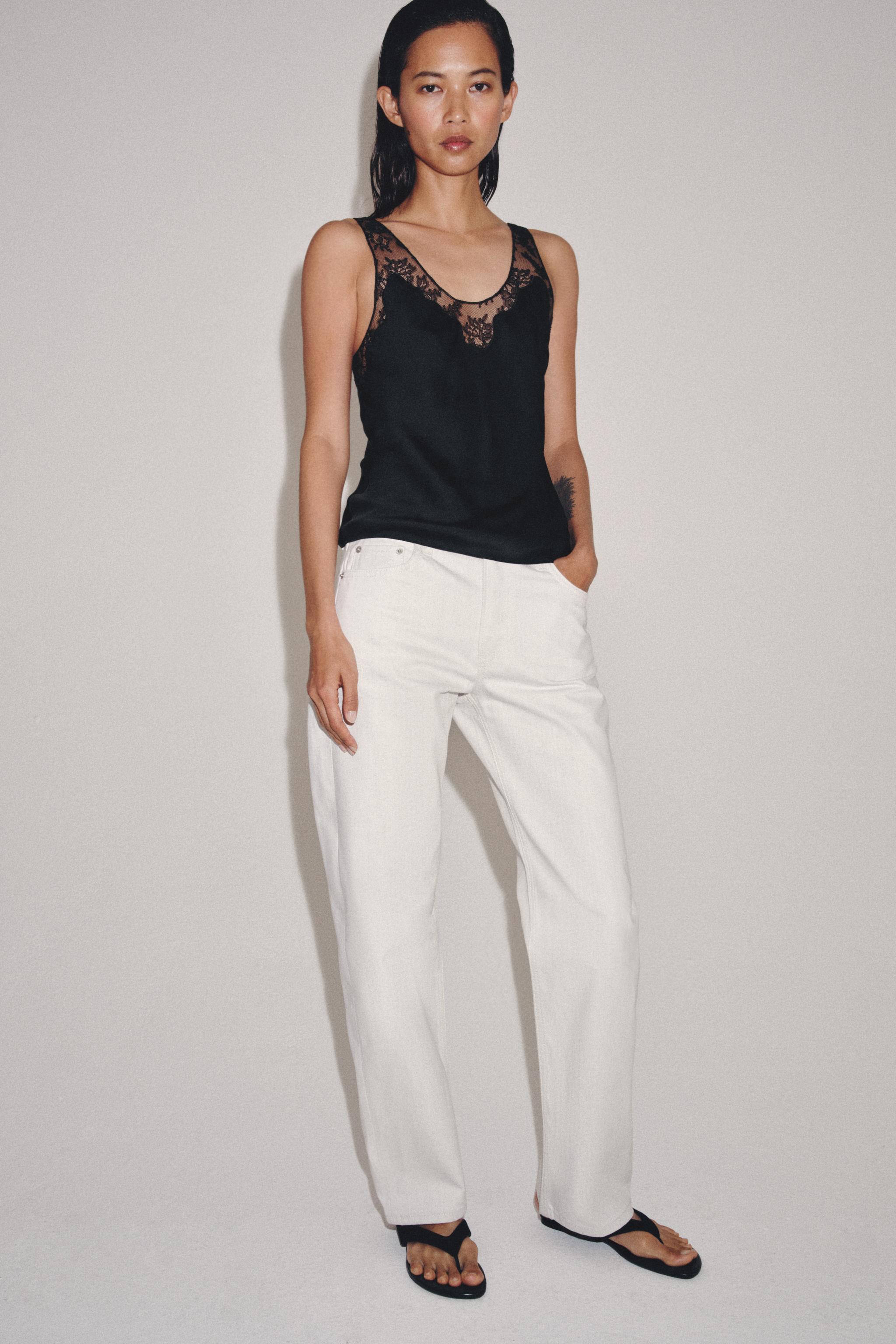 Женские рубашки Zara ZW COLLECTION LACE CAMISOLE TOP — фото 6