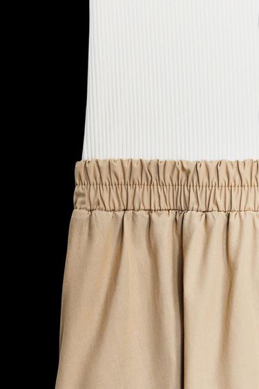 KOMBINIERTES MIDI-KLEID AUS POPELINE - Mittleres Camel von Zara