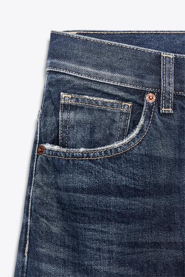 Zara TRF HIGH RISE STRAIGHT WIDE LEG JEANS - Navy blue