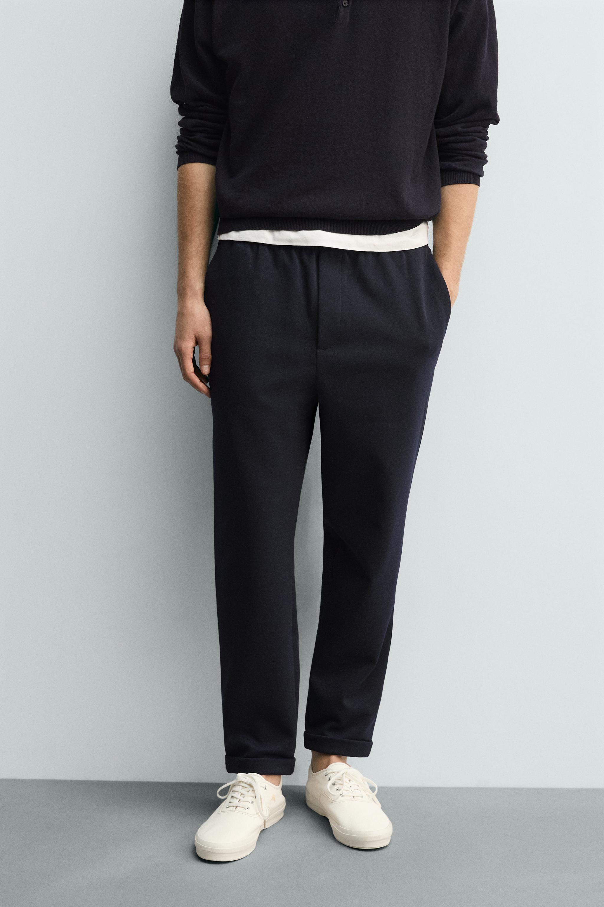 EASY CARE REGULAR FIT PANTS — Navy marl (alternate view)