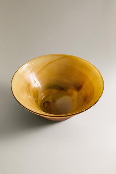 CONTRAST GLASS SERVING DISH - Caramel by Zara - Image 1