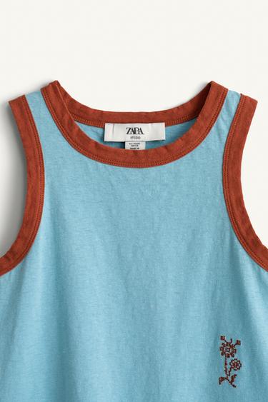 LIMITED EDITION EMBROIDERED FLORAL SLEEVELESS SHIRT - Light blue by Zara - Image 5
