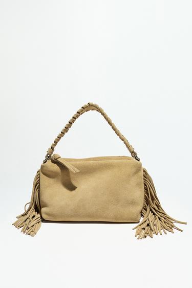 MINI BOLSO FLECOS SERRAJE - ARENA/MARRÓN de Zara