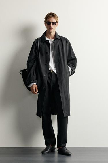 CONTRAST RELAXED FIT TRENCH COAT - Black by Zara