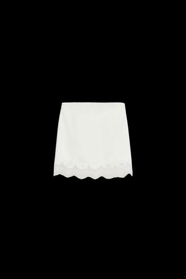 Zara SATIN EFFECT LACE BUSTIER TOP - Oyster-white - Image 0