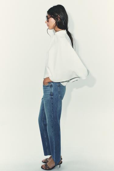 ASYMMETRIC CREPE CAPE TOP - Oyster-white by Zara - Image 1