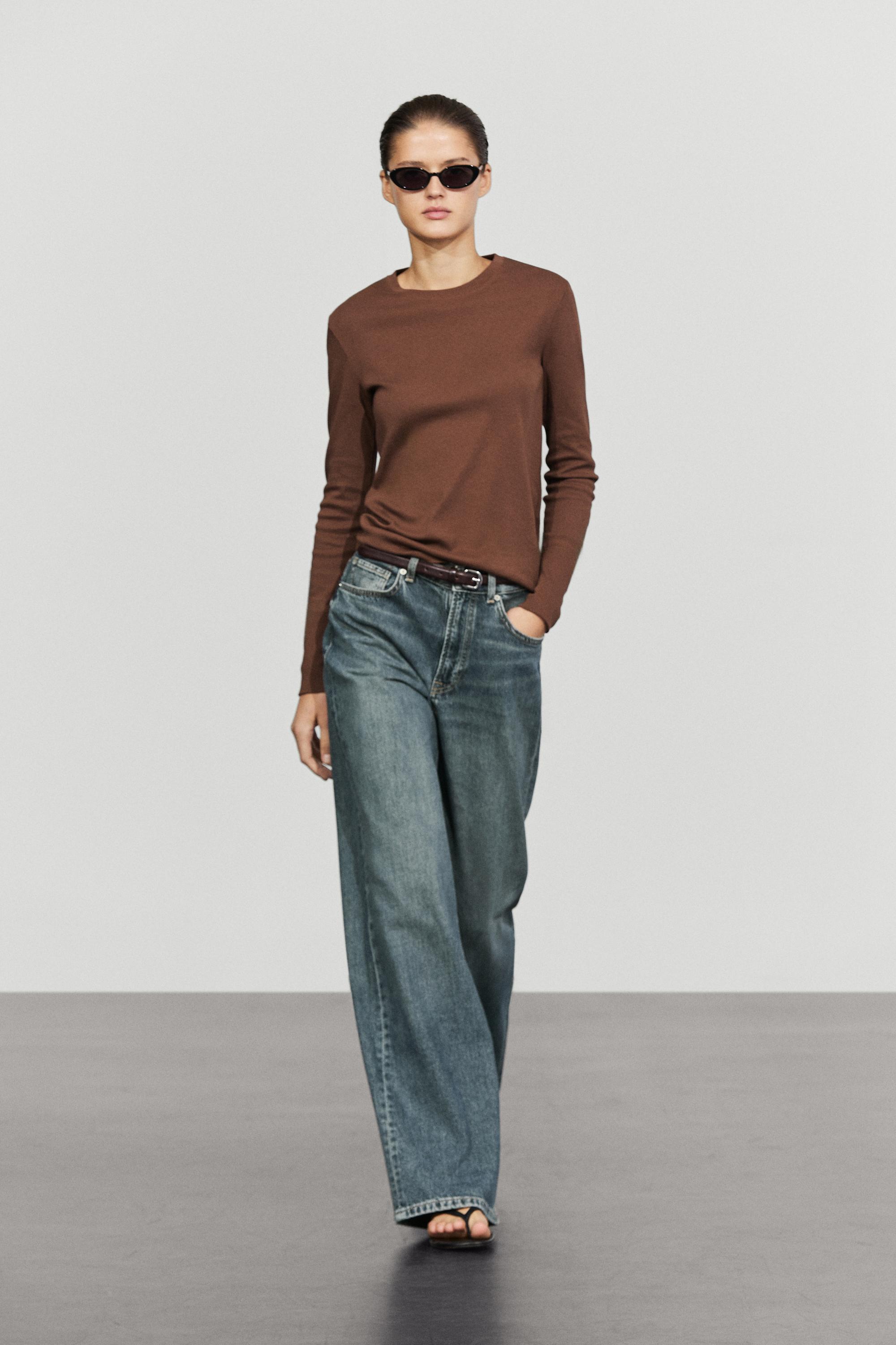100% cotton long sleeve T-shirt — Mink marl