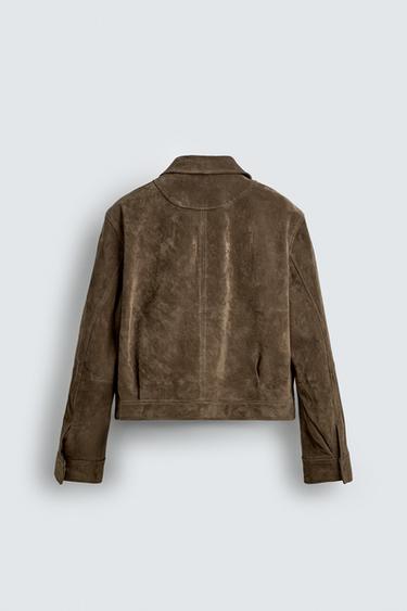 BOXY FIT LEATHER SUEDE JACKET - Brown by Zara - Image 9