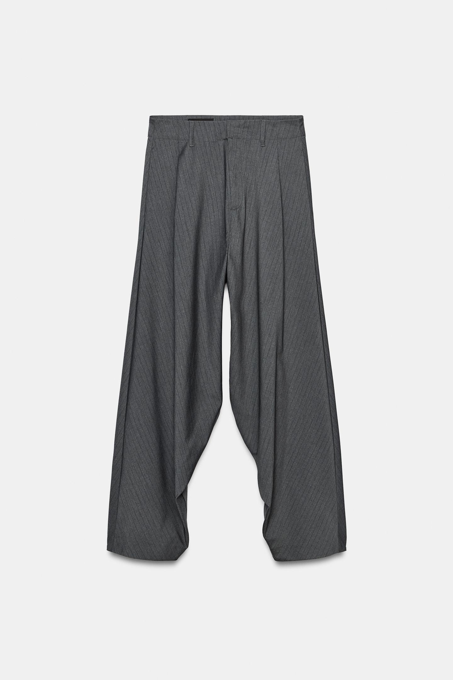 Женские брюки Zara Pinstripe Volume, цвет: Серый — фото 6