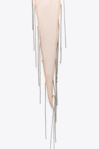 FOULARD FANTAISIE FRANGES - Saumon de Zara - Image 2