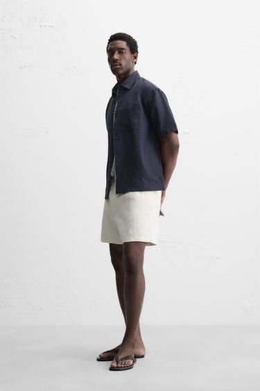 CHEMISE 100 % CHANVRE - Bleu marine foncé de Zara - Image 3