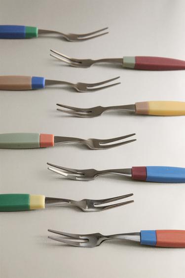 SET OF APERITIF FORKS WITH RESIN HANDLE (SET OF 8) - Silver by Zara - Image 4