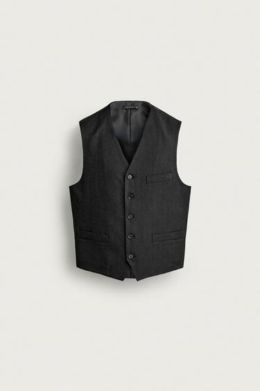 STRIPED SUIT VEST — Black 1