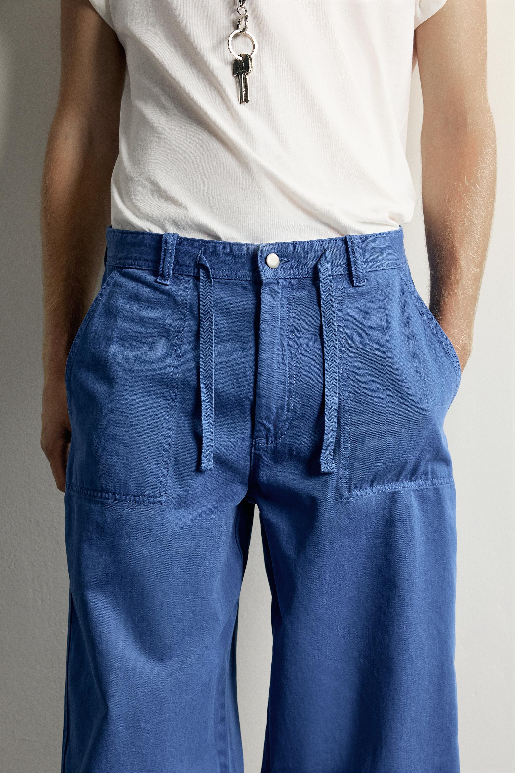 Мужские брюки Zara RELAXED STRAIGHT-FIT DRAWSTRING TROUSERS — фото 6