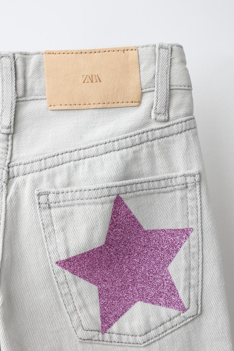 JEANS DE PIERNA ANCHA CON ESTRELLAS BRILLANTES 6