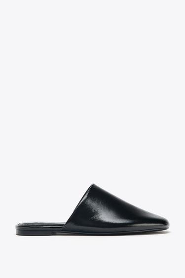 LEATHER SLINGBACK SHOES - Black by Zara