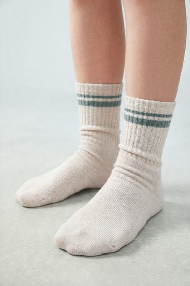 3-PACK OF LONG SPORTY STRIPE SOCKS - Beige marl by Zara