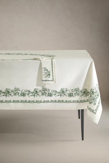 FLORAL SATIN TABLECLOTH - Greenish by Zara - Image 0