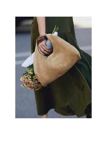 Zara Medium split leather lady bag - Sand