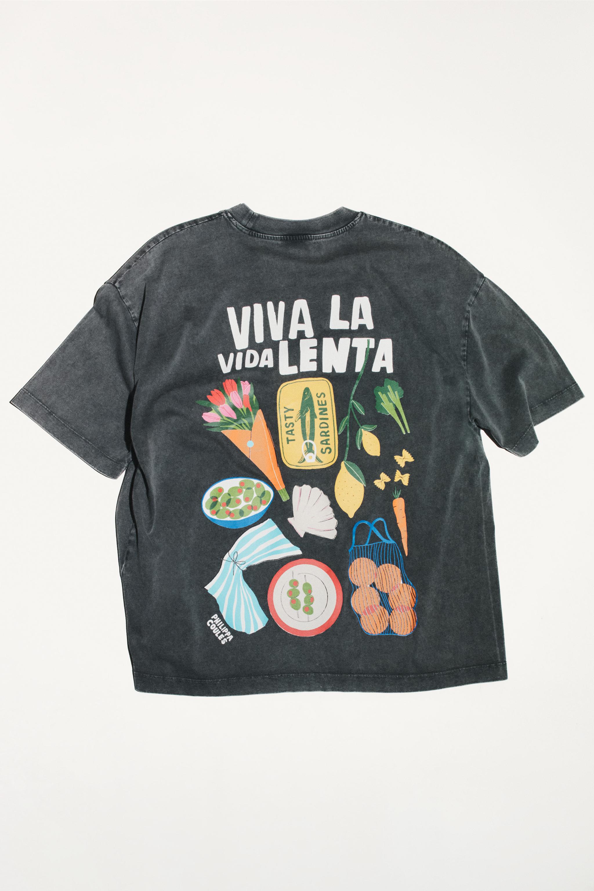 PHILIPPA COULES WASHED EFFECT T-SHIRT — Charcoal