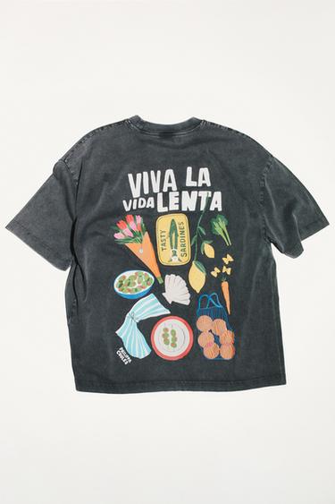 PHILIPPA COULES WASHED EFFECT T-SHIRT - Charcoal by Zara