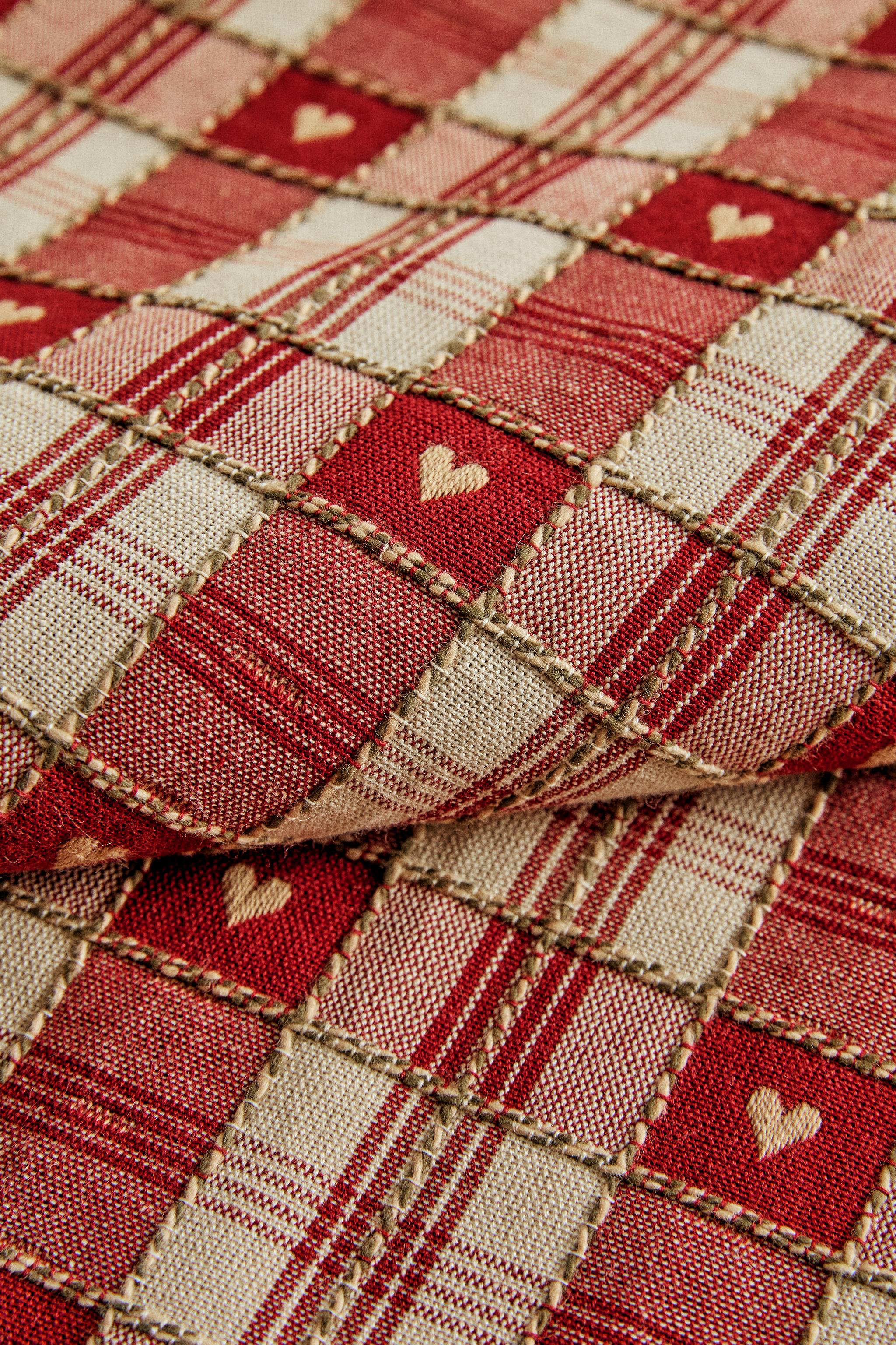 CHRISTMAS CHECK AND HEART COTTON NAPKINS (PACK OF 2)
