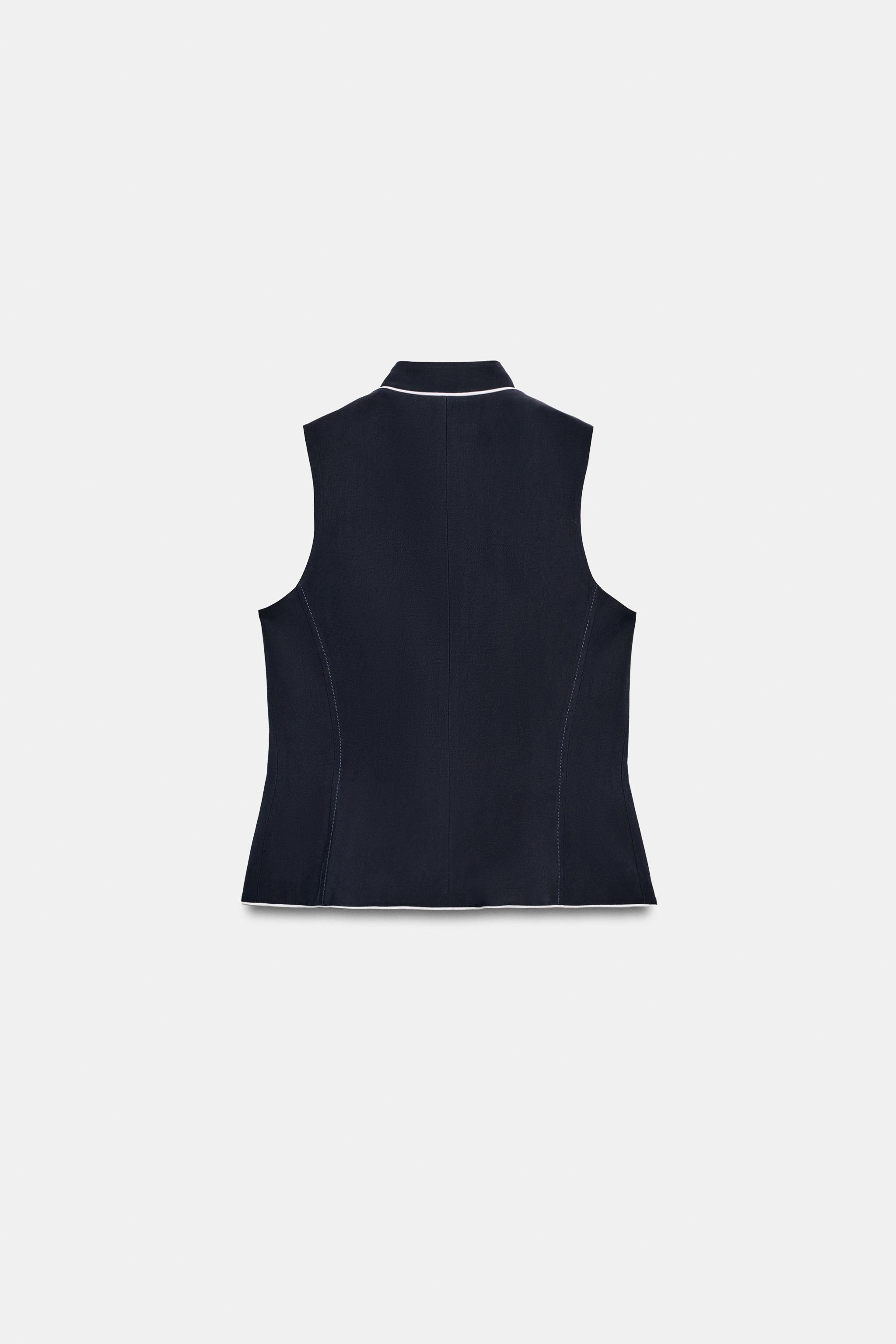 Женские жилеты Zara CONTRAST PIPING VEST — фото 9