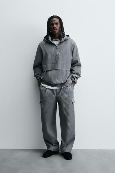PANTALÓN CARGO PLIEGUES - Gris / Azul de Zara - Imagen 0