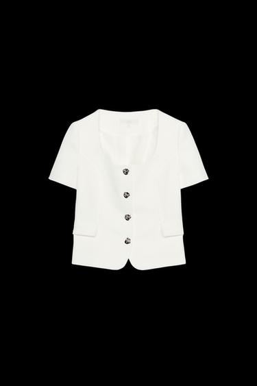 SHORT SLEEVE BLAZER - Ecru by Zara