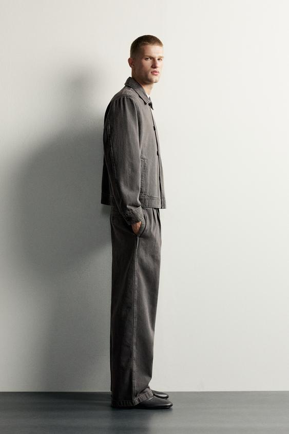 PANTALON CHINO RELAXED FIT À PLIS - Vert gris de Zara - Image 3