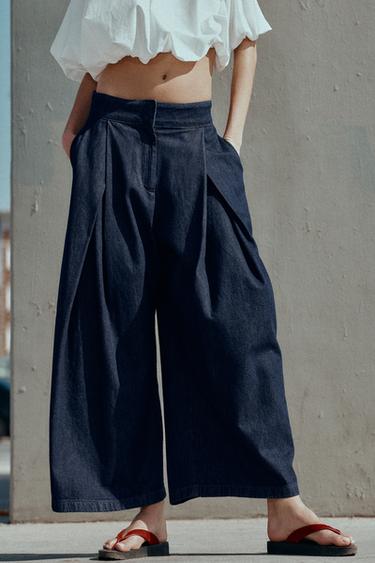 Z1975 HIGH-WAIST CULOTTES WITH PLEATS - Blue by Zara - Image 2