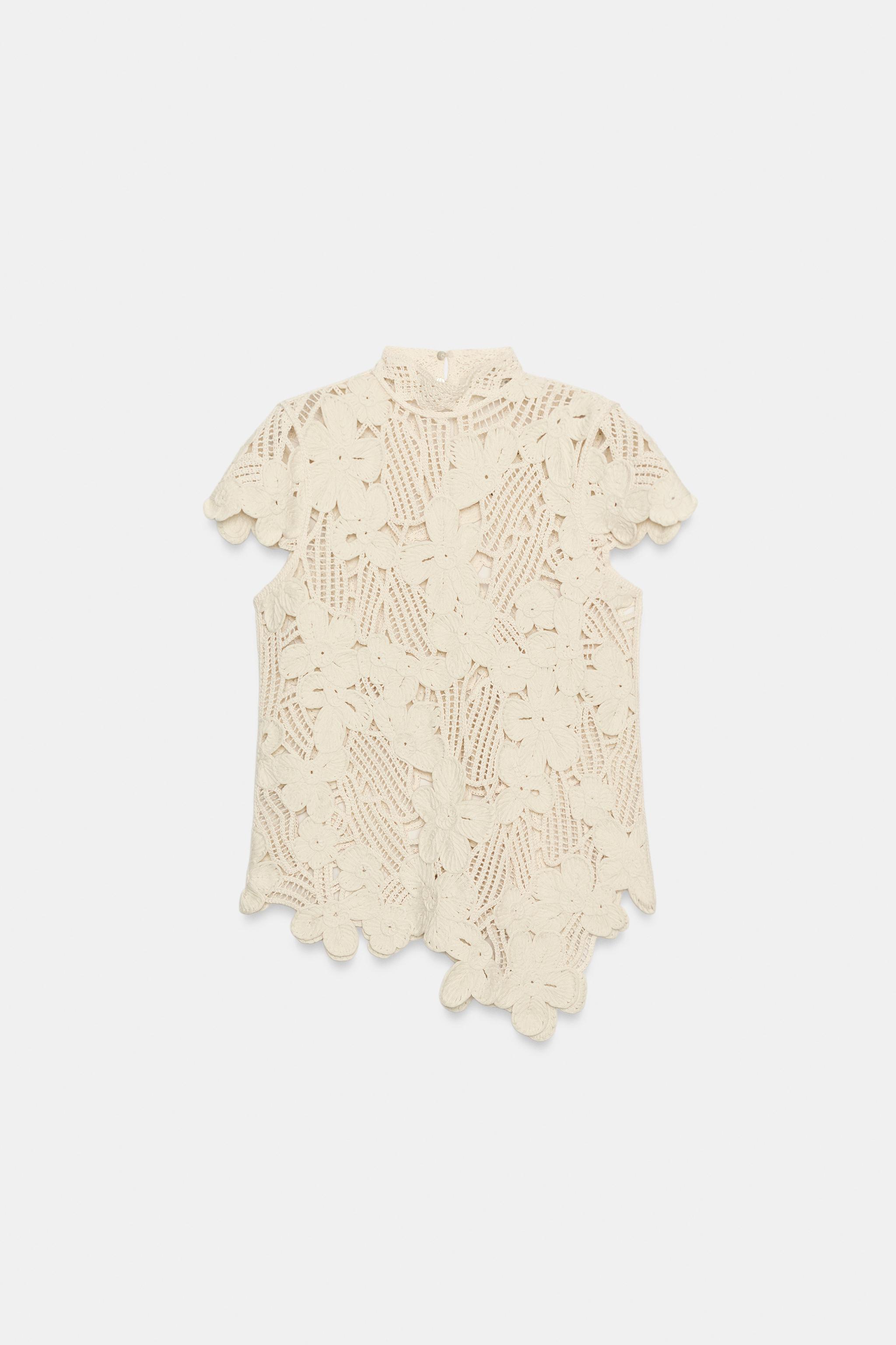 Женские рубашки Zara CROCHET TOP ZW COLLECTION — фото 6