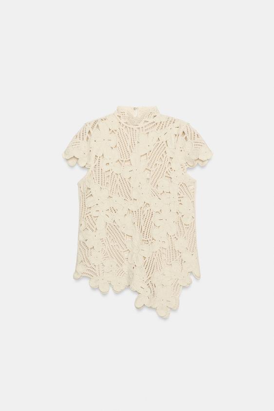 ZW COLLECTION クロシェ編みトップス - エクリュ | ZARA Japan / 日本