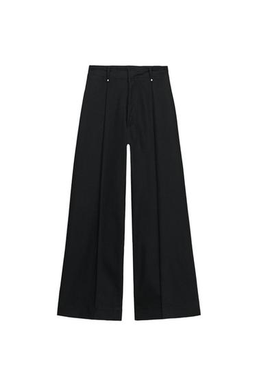 Zara ZW COLLECTION WIDE LEG HIGH WAIST JEANS - Black