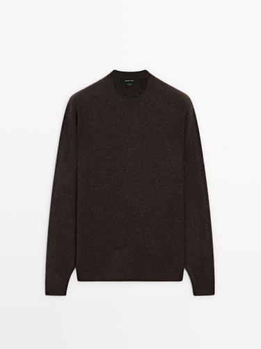 Zara Round neck knit sweater with contrast detail - Brown