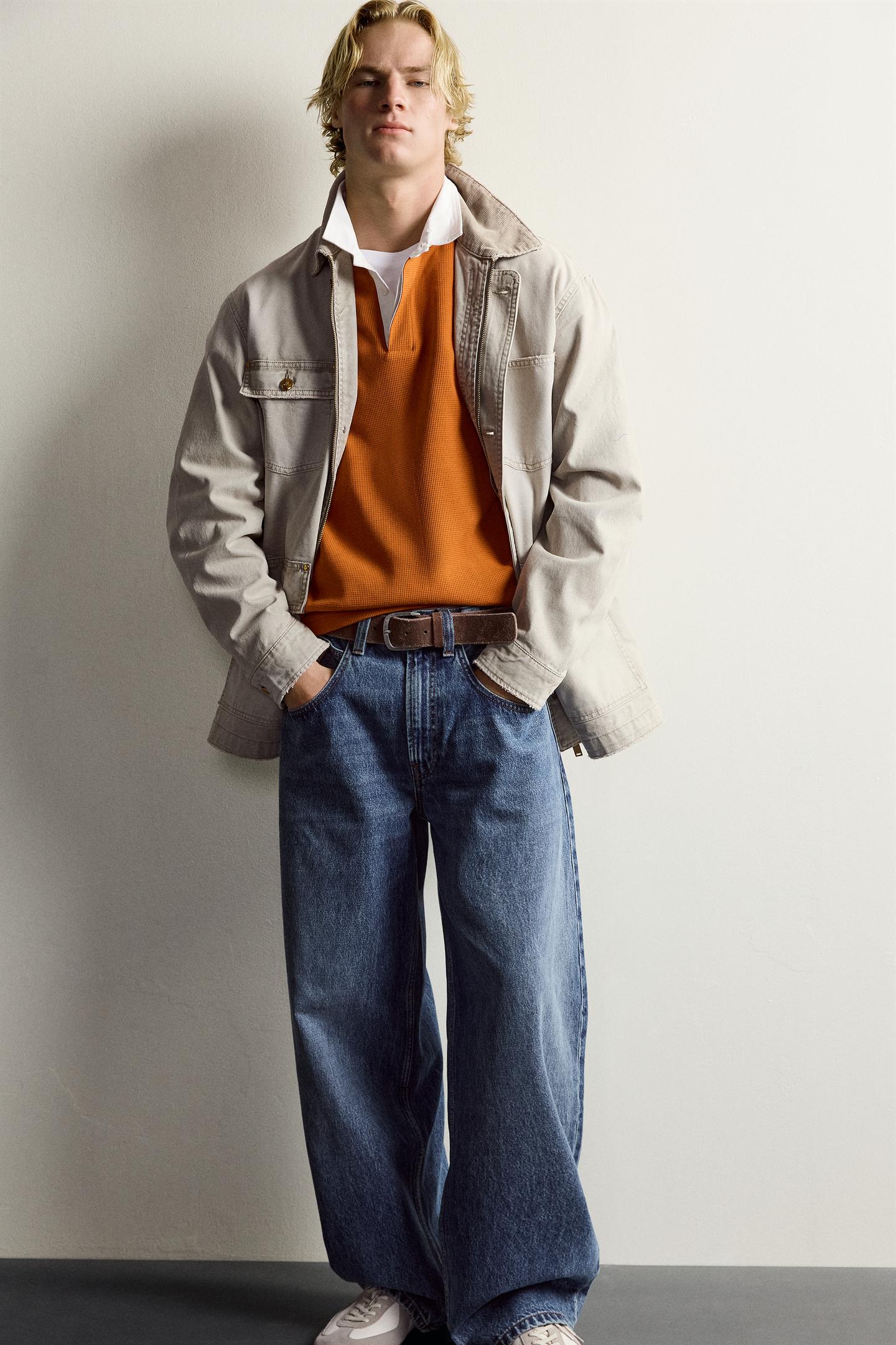 Мужская куртка Zara Relaxed Fit Jacket with Contrast Collar, цвет: Серо-бежевый — фото 5