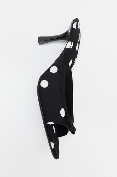 Zara PRINTED BOW SANDALS - Black