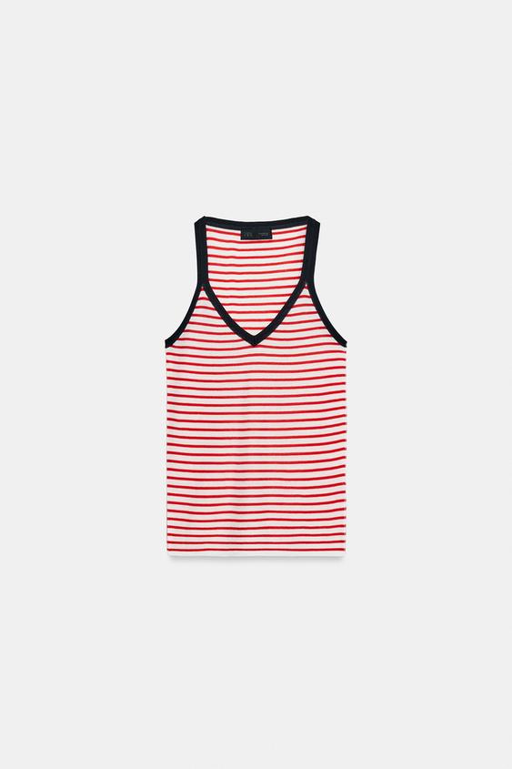 CONTRAST TRIM KNIT TOP - striped by Zara - Image 0