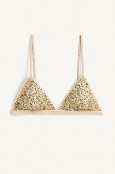 LIMITED EDITION SEQUINNED BRA - Gold by Zara