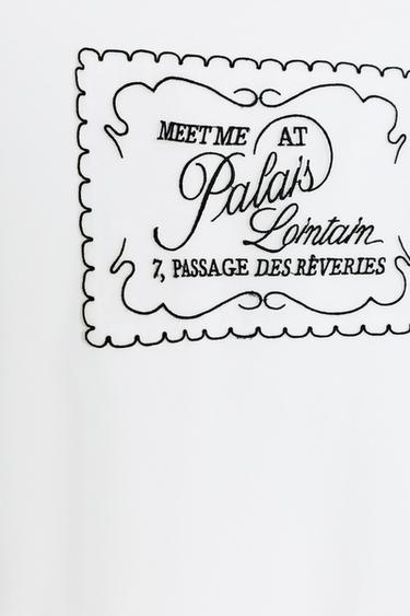 T-SHIRT WITH ORGANZA SLOGAN - White by Zara - Image 6