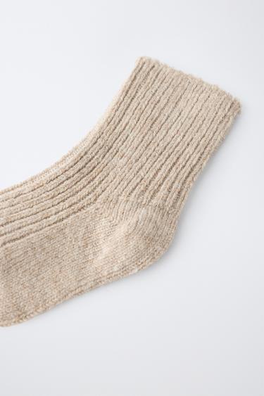 WOOL AND CASHMERE SOCKS — Light beige 2