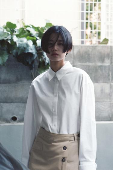 VOLUMINOUS PRINTED POCKET SQUARE SHIRT - White by Zara