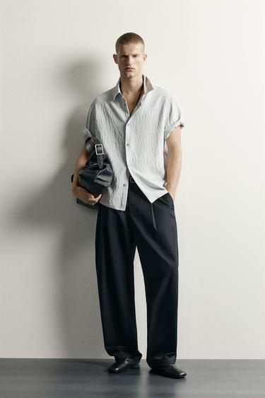 TEXTURED RELAXED FIT FLOWING SHIRT - White / Grey by Zara