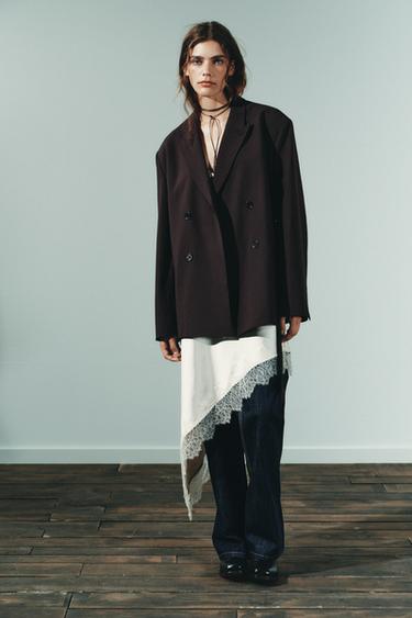 BELTED BLAZER - Dark burgundy by Zara