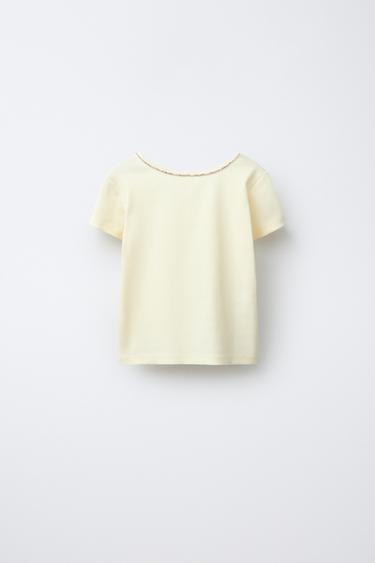 Zara RIBBED JEWEL T-SHIRT - Yellow