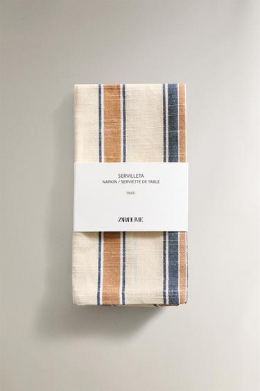 PACK OF STRIPED DYED THREAD NAPKINS - Blue by Zara - Image 4