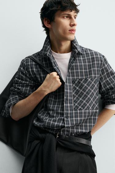 CHECK VOILE SHIRT - Navy blue by Zara - Image 5