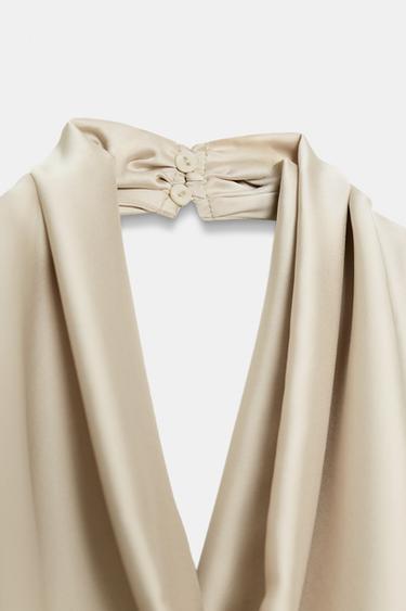 ASYMMETRIC SATIN HALTER TOP - Cava by Zara - Image 8