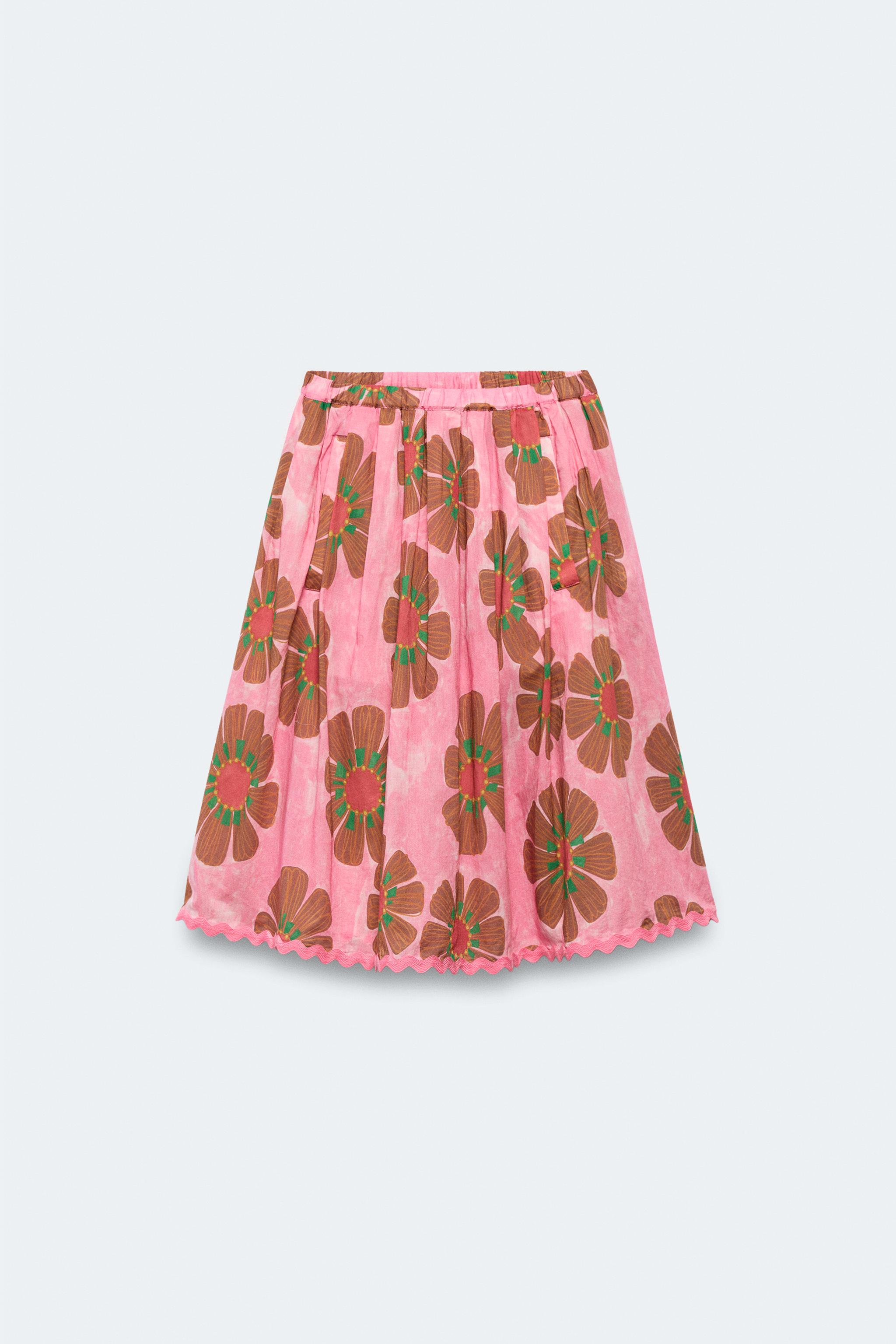 6-14歳/ LIMITED EDITION 花柄ミディスカート - プリント地 | ZARA