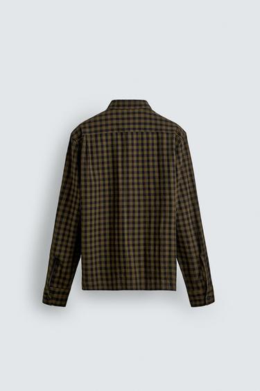 RELAXED FIT CHECK SHIRT - Dark brown by Zara - Image 7